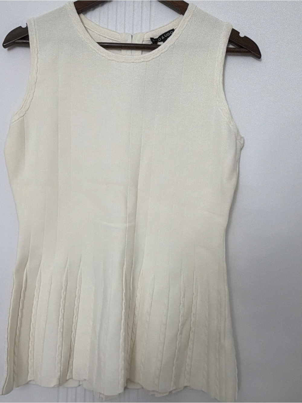 Sleeveless Cream Pleated Knit Dress